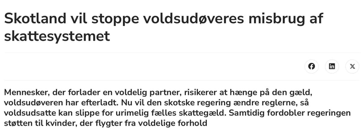 Skotland vil stoppe voldsudøveres misbrug af skattesystemet